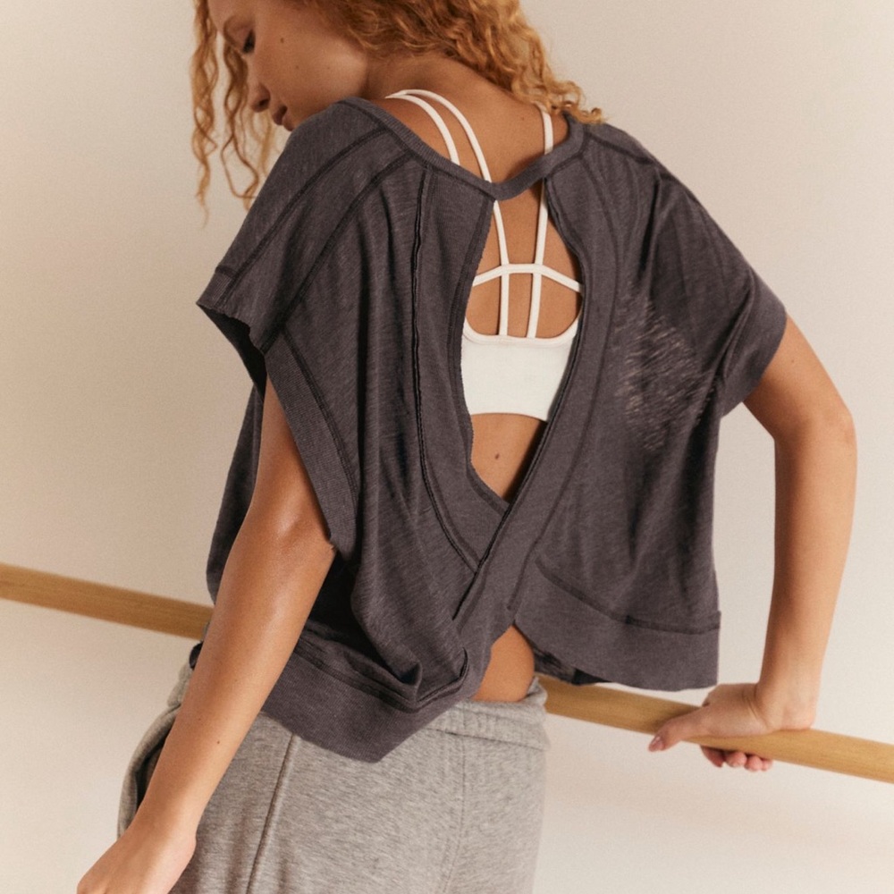 Free People Dark Gray Open-Back Top